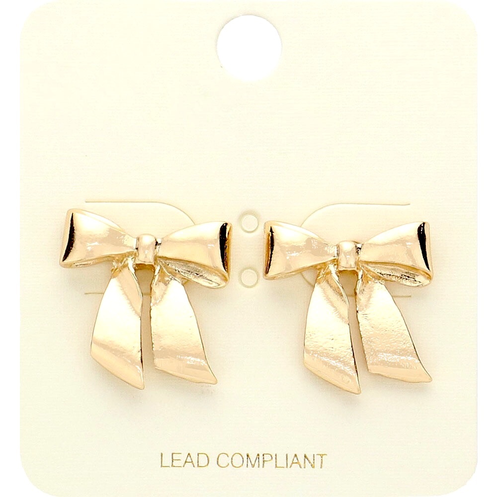 Dainty Metal Bow Statement Earrings